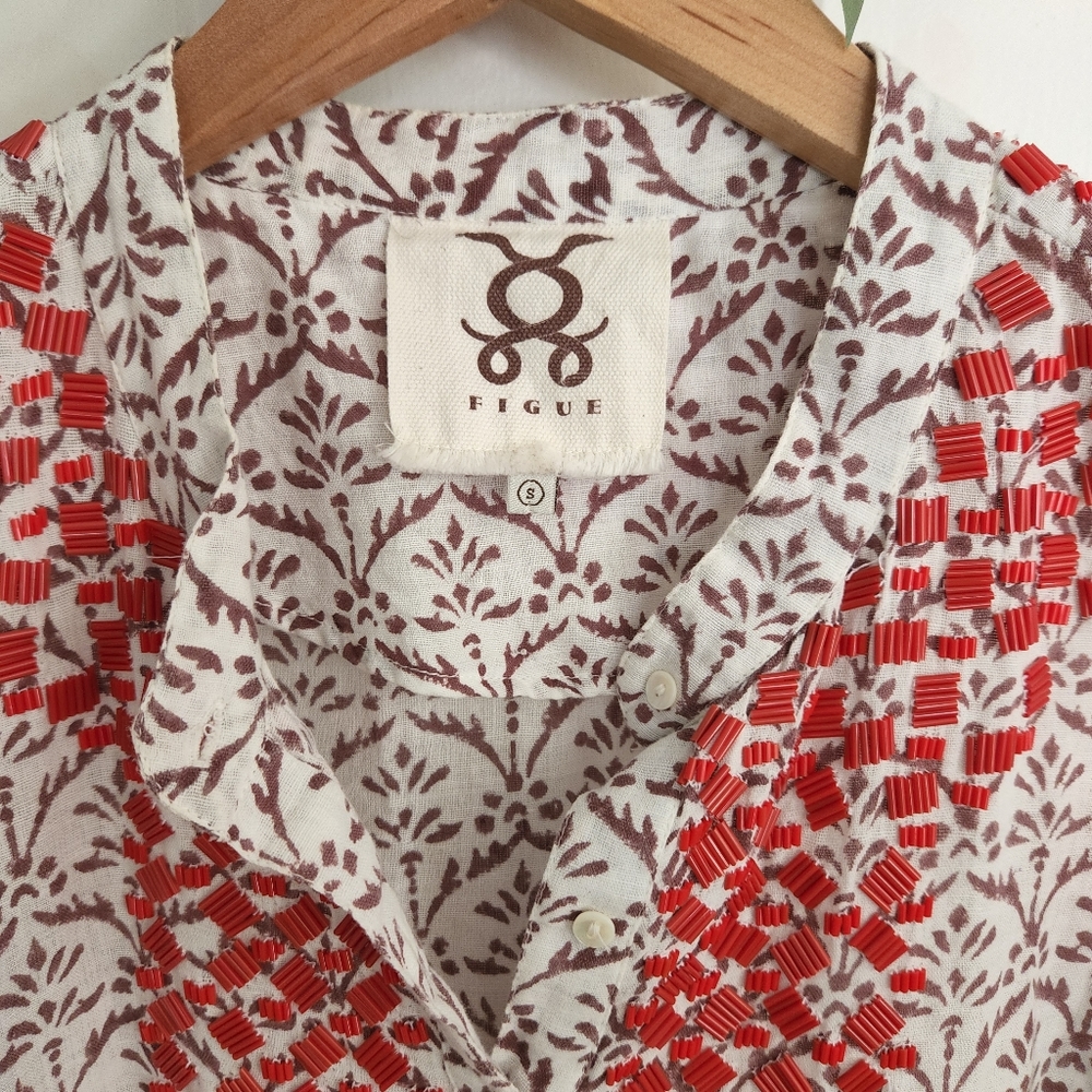 Figue Brown Leaf Beaded Tunic - Picture 5 of 6